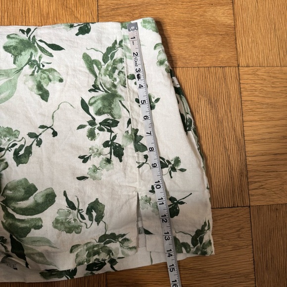 Abercrombie & Fitch Small Linen Blend Skirt Skort Green White Floral Mini - Picture 7 of 7
